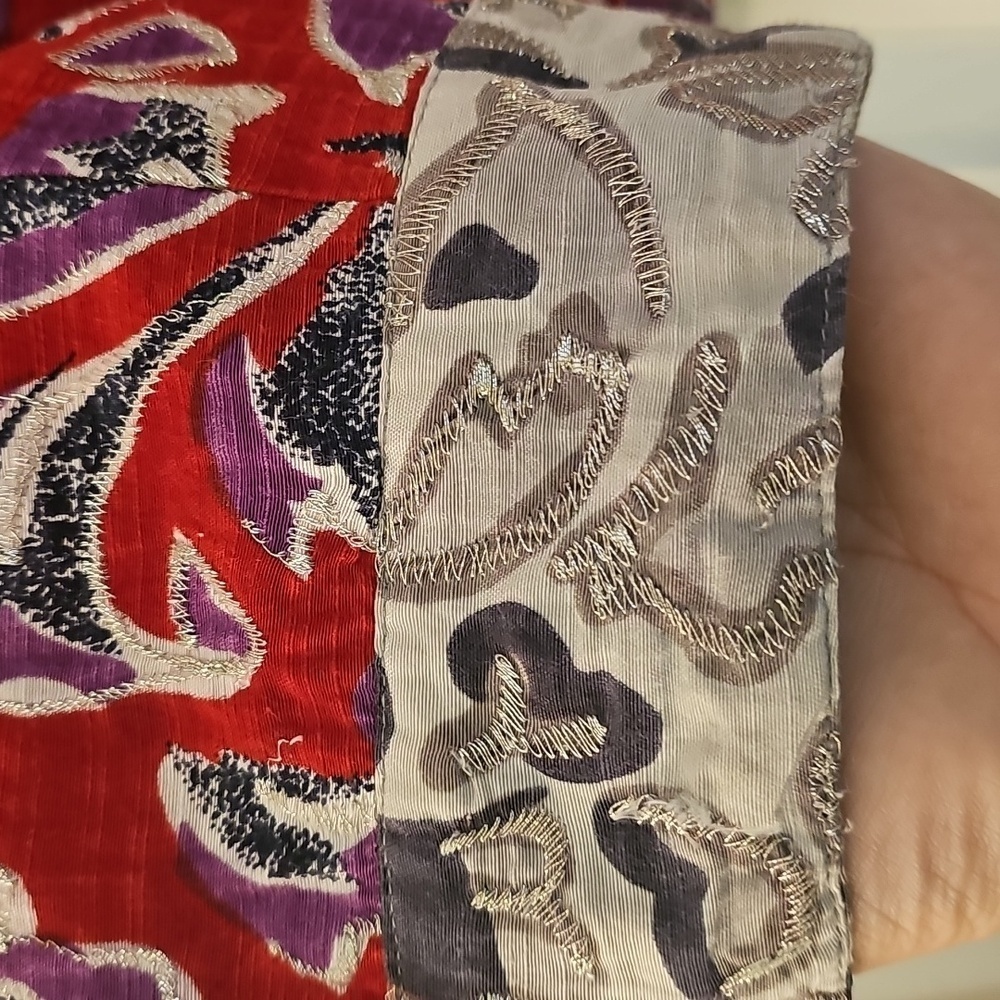 Embroidered Colorful Abstract Patterned Crop Jack… - image 5